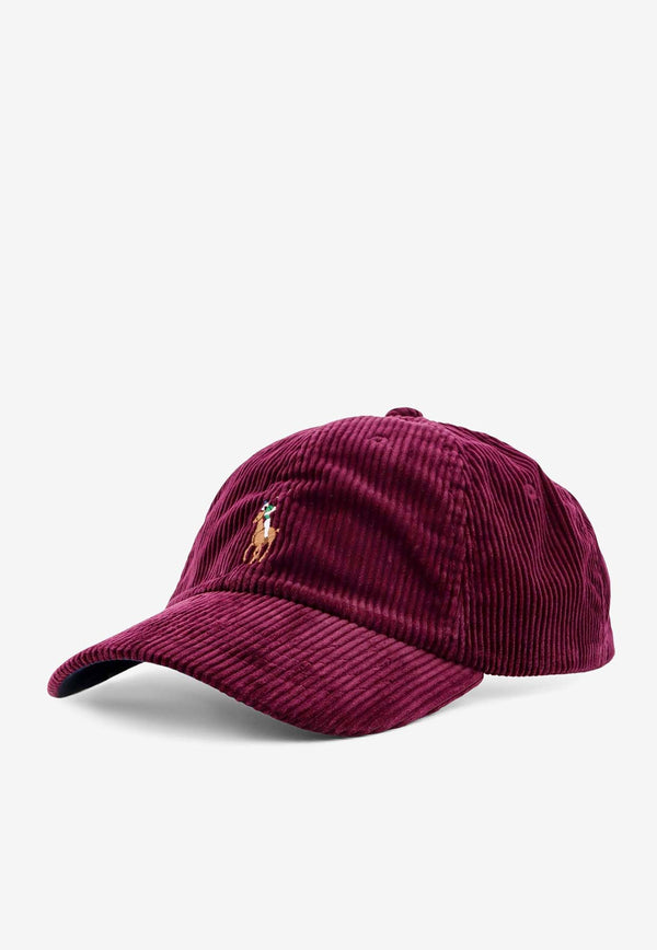 Polo Ralph Lauren Logo Embroidered Corduroy Cap Burgundy 710880778_005