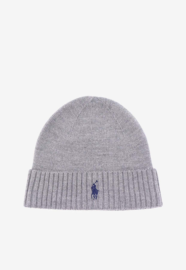 Polo Ralph Lauren Logo Embroidered Wool Beanie Gray 710886137_003