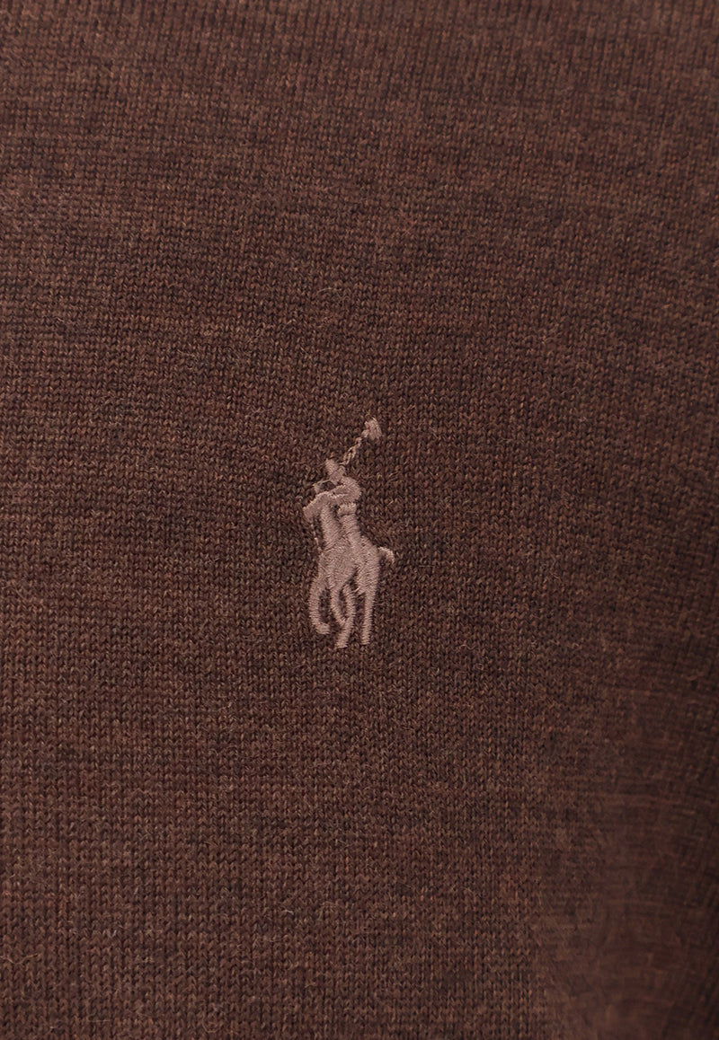 Polo Ralph Lauren Logo Embroidered Wool Sweater Brown 710946143_008