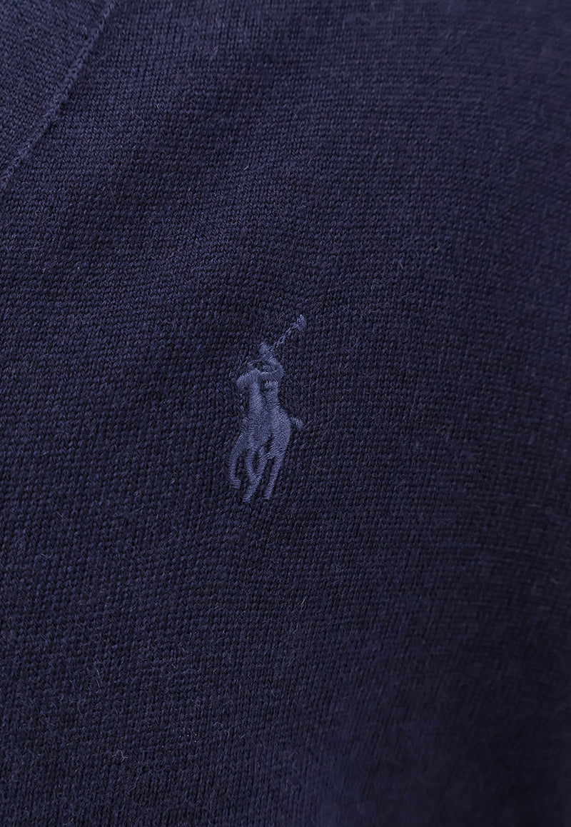 Polo Ralph Lauren Logo Embroidered Wool Cardigan Blue 710946144_001