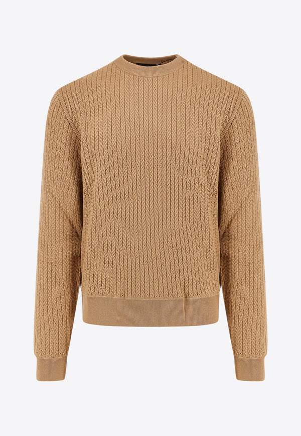 Hugo Boss Ribbed Crewneck Sweater Brown 50526675_260