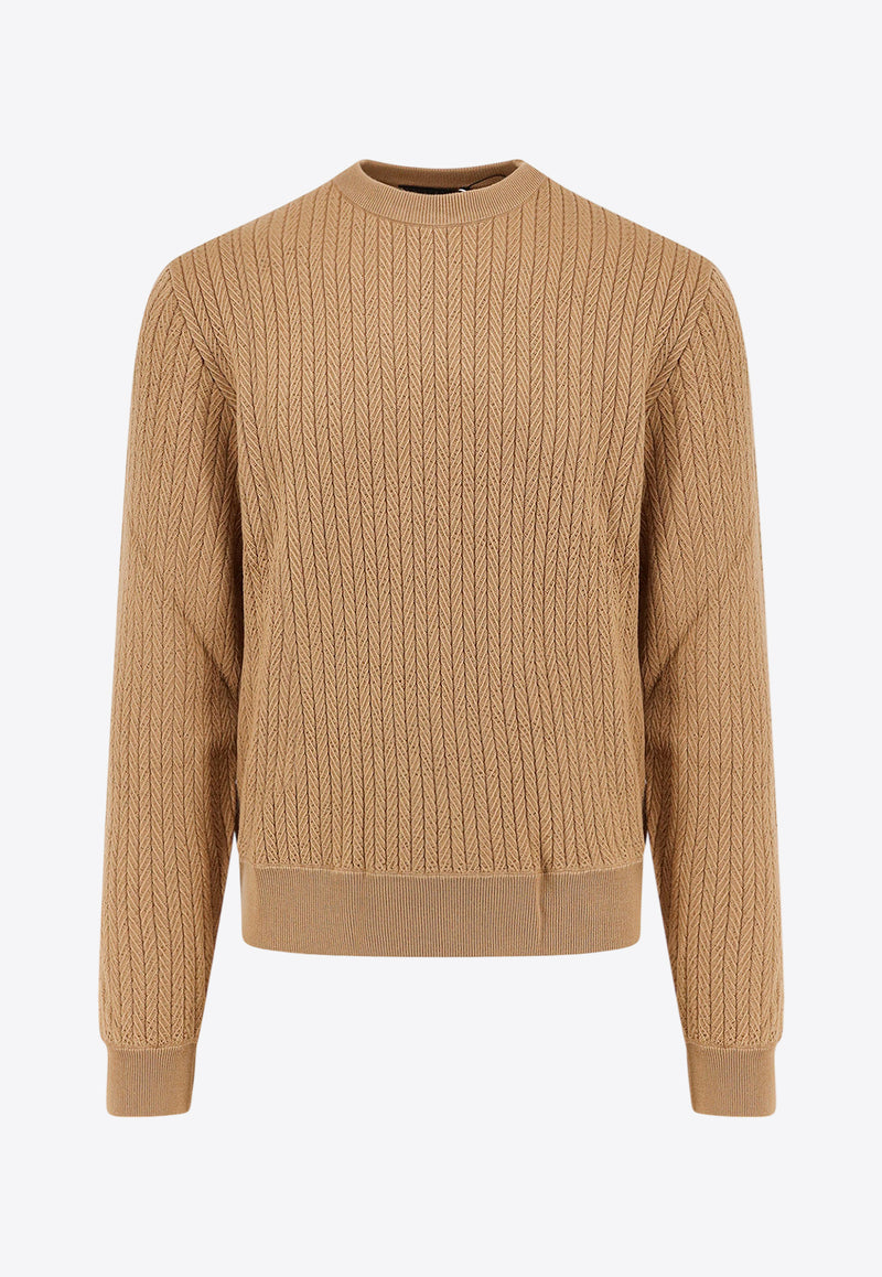 Hugo Boss Ribbed Crewneck Sweater Brown 50526675_260