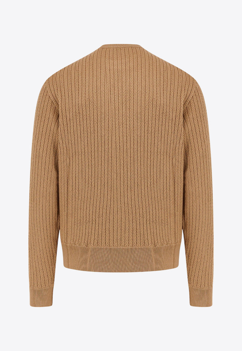 Hugo Boss Ribbed Crewneck Sweater Brown 50526675_260