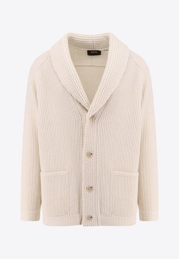 Hugo Boss V-neck Knitted Cardigan White 50527011_118