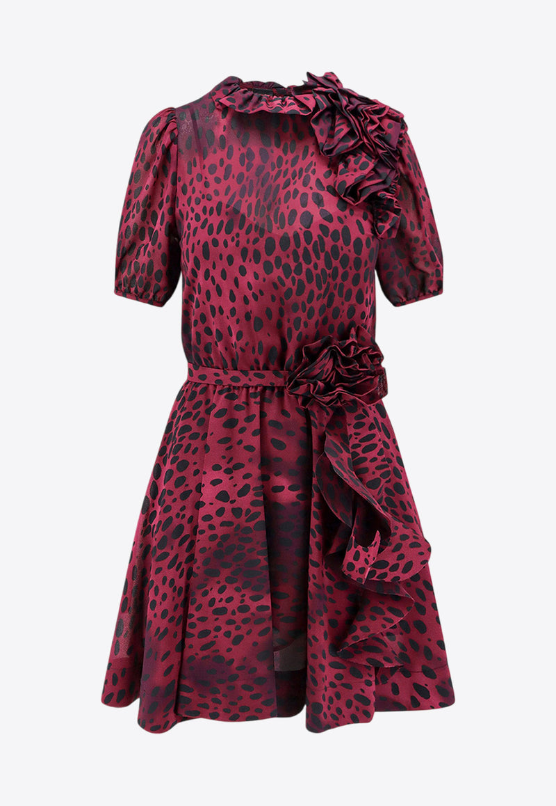 PINKO Animal Print Mini Dress Purple 103959A214_YZ7