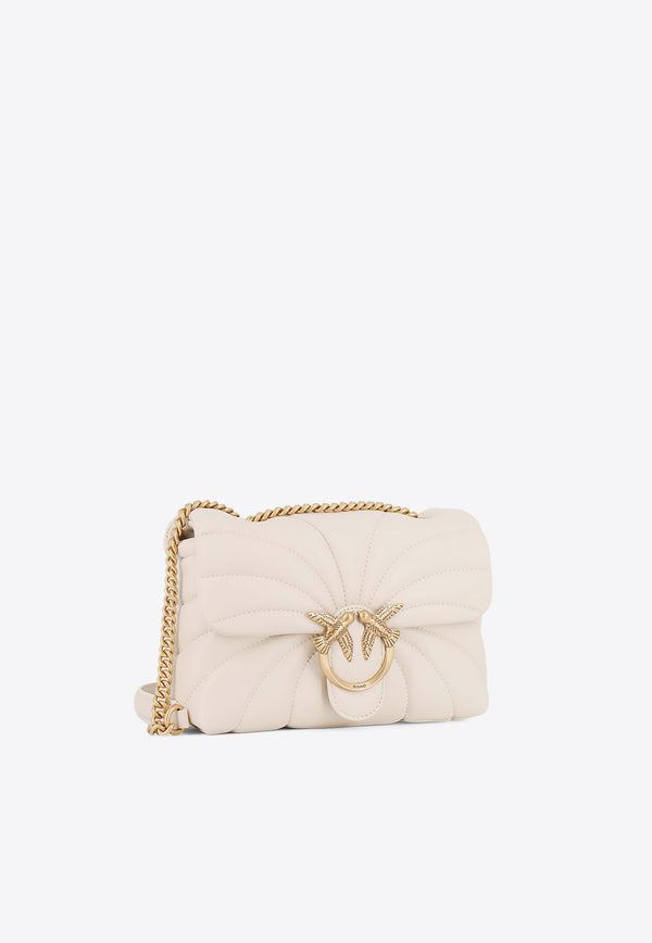 PINKO Mini Love Puff Butterfly Shoulder Bag in Nappa Leather White 100039A1EX_Z14Q