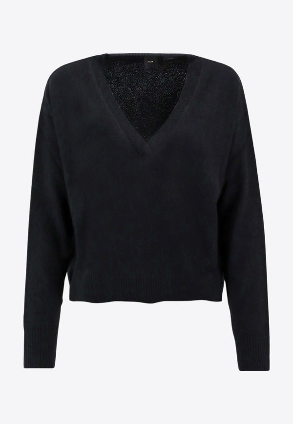 PINKO Wool-Blend V-neck Sweater Black 104000A235_Z99