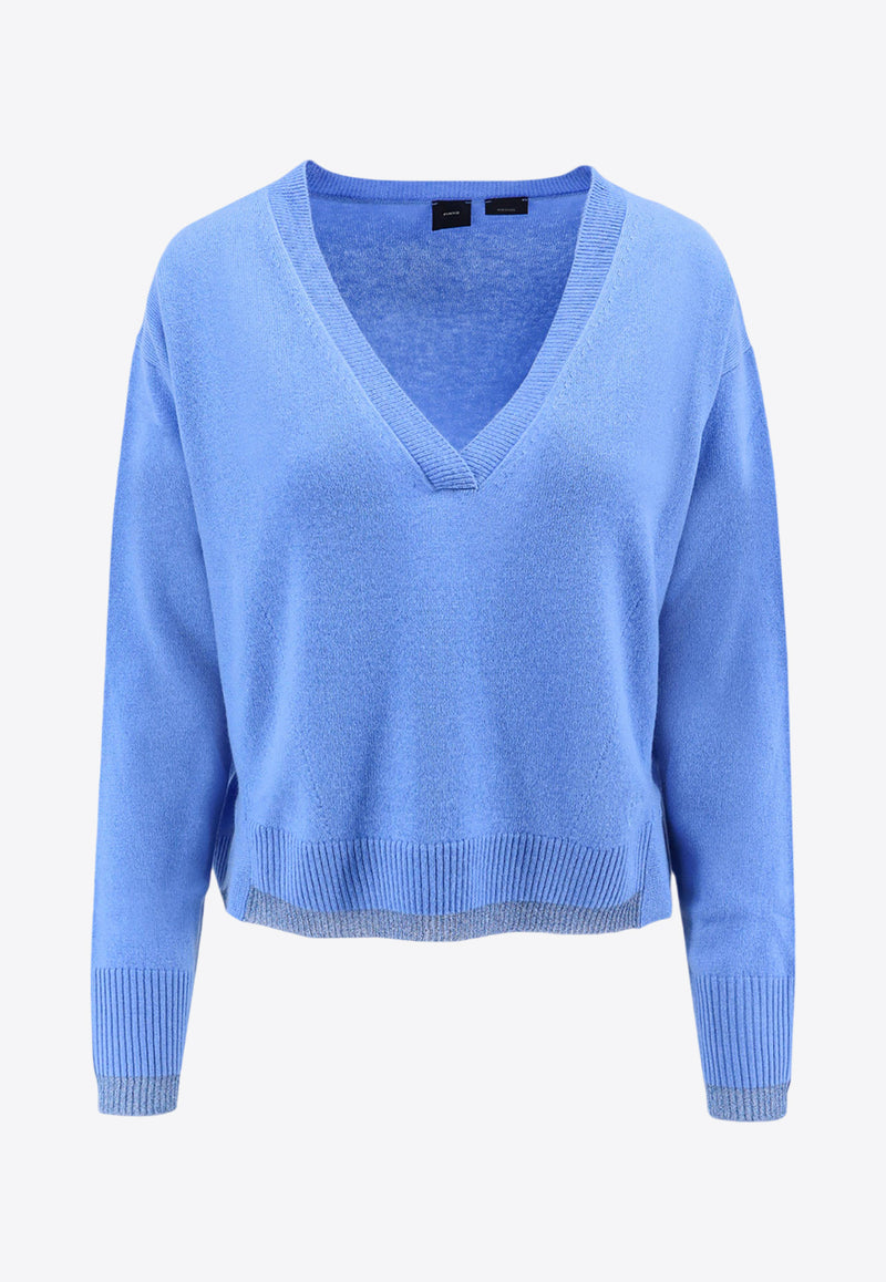 PINKO Wool-Blend V-neck Sweater Blue 104000A235_E86