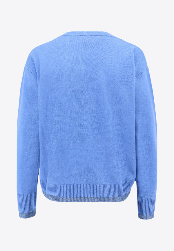 PINKO Wool-Blend V-neck Sweater Blue 104000A235_E86