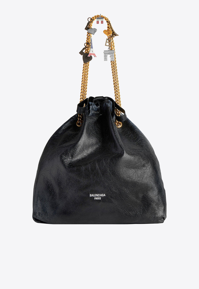 Balenciaga Medium Crush Bucket Bag Black 7429412AA6W_1000