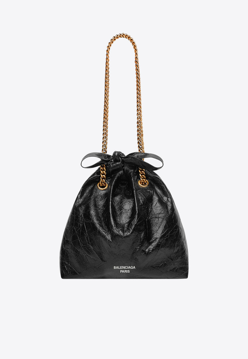 Balenciaga Small Crush Leather Bucket Bag Black 742942210IT_1000