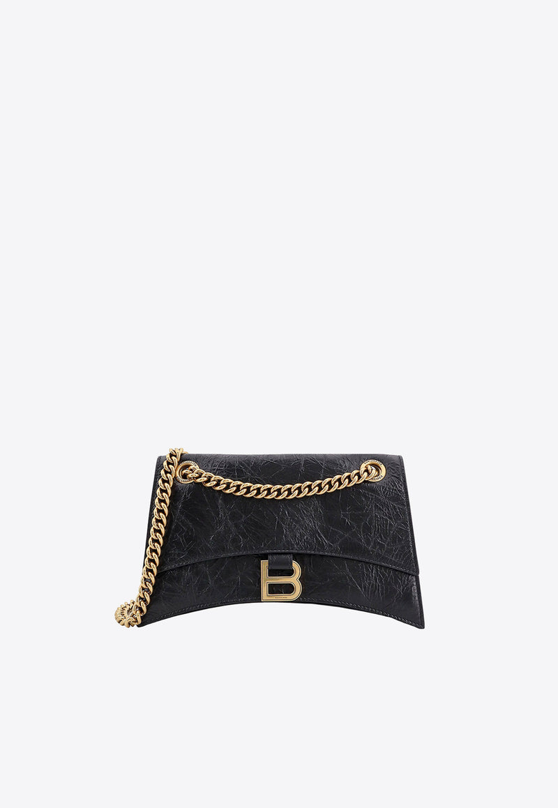 Balenciaga Crush B Logo Leather Shoulder Bag Black 781920210IT_1000