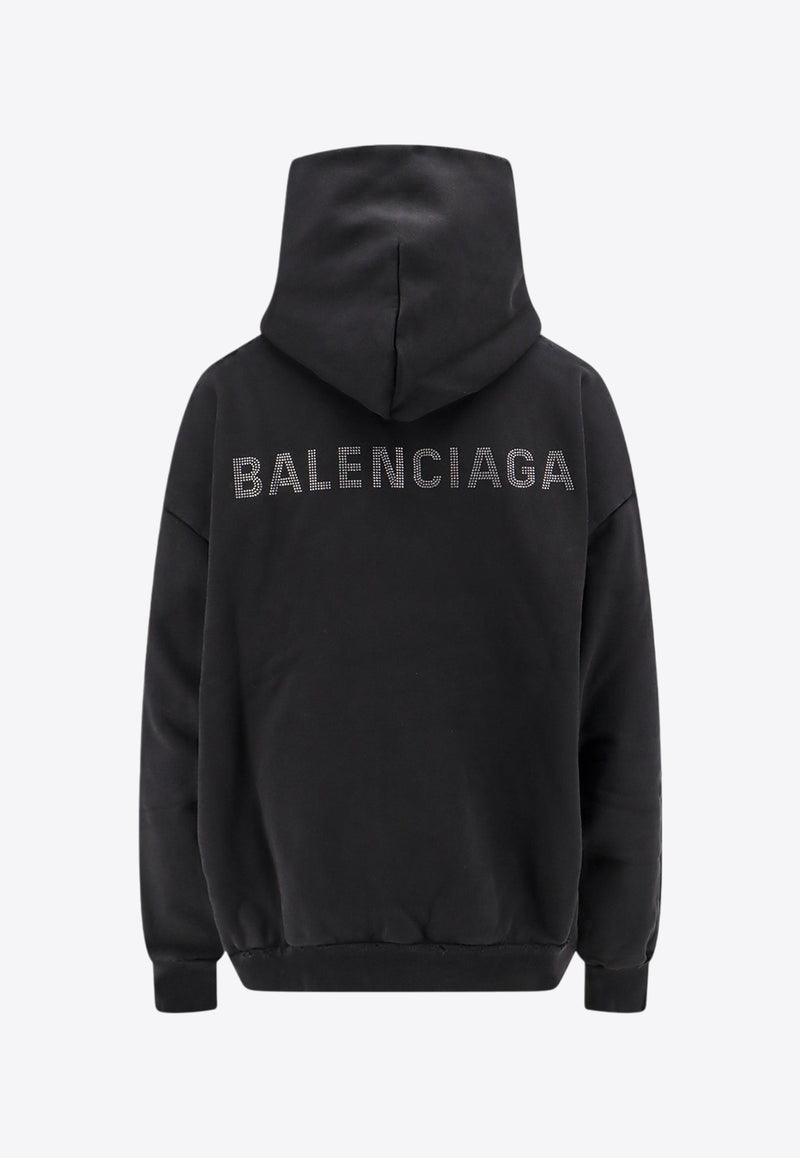 Balenciaga Rhinestone Embellished Logo Hoodie Black 767877TQVY1_1083