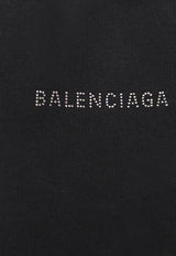 Balenciaga Rhinestone Embellished Logo Hoodie Black 767877TQVY1_1083