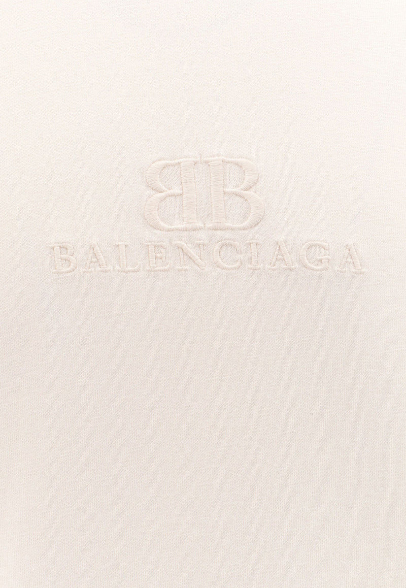 Balenciaga Embroidered BB Classic T-shirt Cream 764235TQVS8_9121