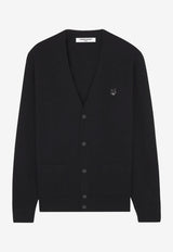 Maison Kitsuné Fox Head Patch V-neck Cardigan Black NM00506KT1006_P199