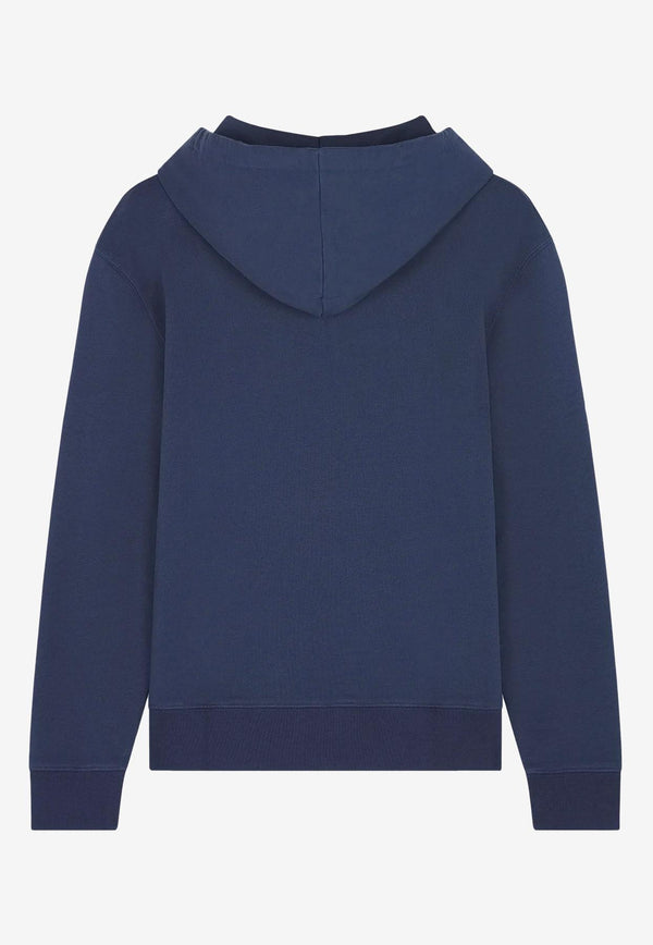 Maison Kitsuné Fox Patch Hooded Sweatshirt Blue LM00706KM0001_P494