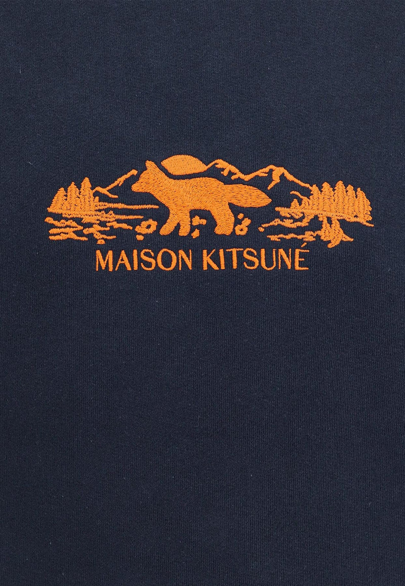 Maison Kitsuné Embroidered Logo Sweatshirt Blue NM00308KM0307_P480