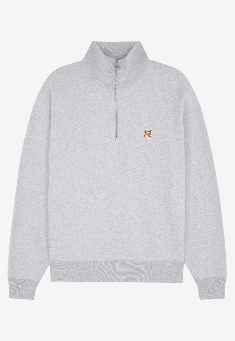 Maison Kitsuné Fox Head Patch Half-Zip Sweatshirt Gray MM00314KM0001_H120