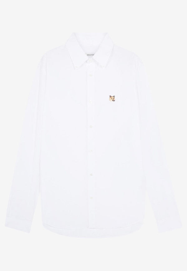 Maison Kitsuné Fox Head Patch Long-Sleeved Oxford Shirt White MM00413WC5012_P100