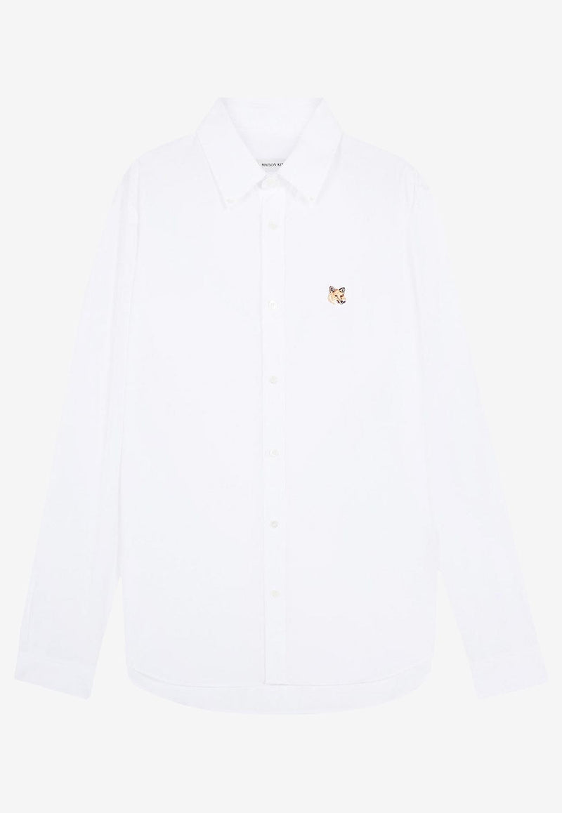 Maison Kitsuné Fox Head Patch Long-Sleeved Oxford Shirt White MM00413WC5012_P100