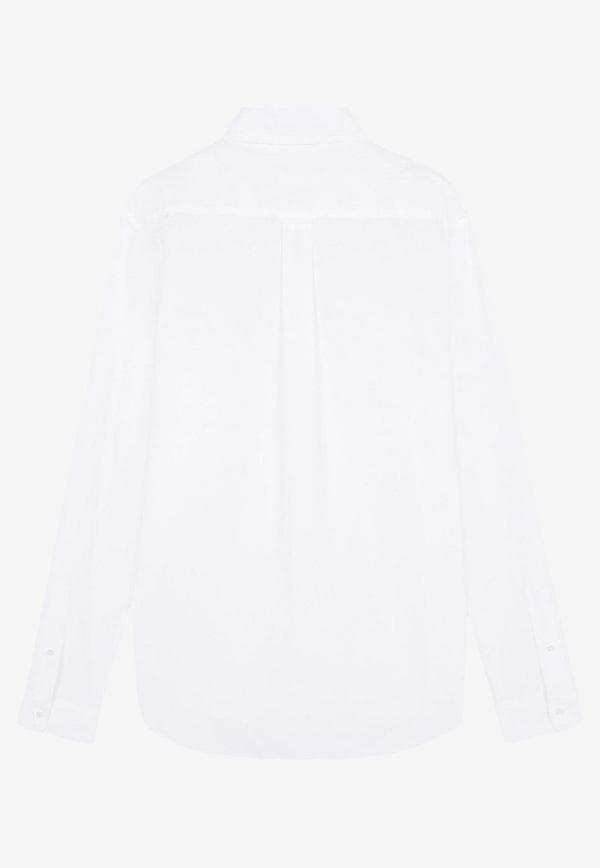 Maison Kitsuné Fox Head Patch Long-Sleeved Oxford Shirt White MM00413WC5012_P100