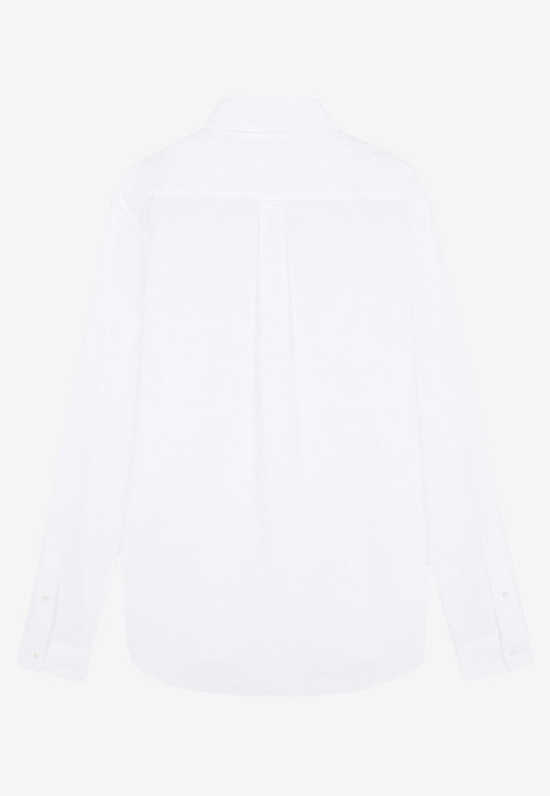 Maison Kitsuné Fox Head Patch Long-Sleeved Oxford Shirt White MM00413WC5012_P100