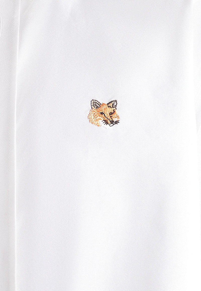 Maison Kitsuné Fox Head Patch Long-Sleeved Oxford Shirt White MM00413WC5012_P100