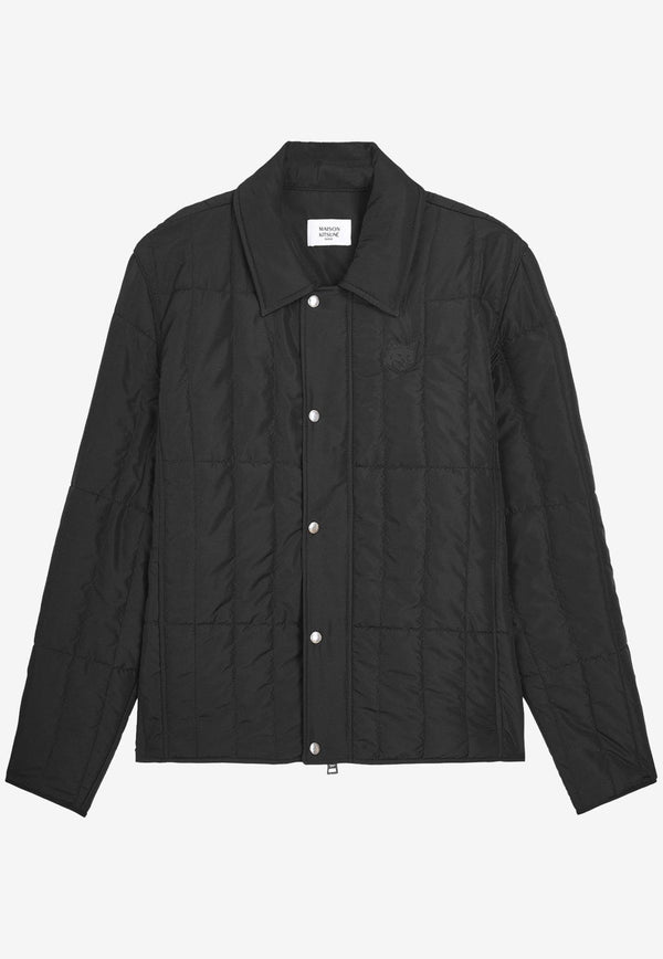 Maison Kitsuné Fox Head Patch Quilted Nylon Jacket Black NM02104WQ4042_P199