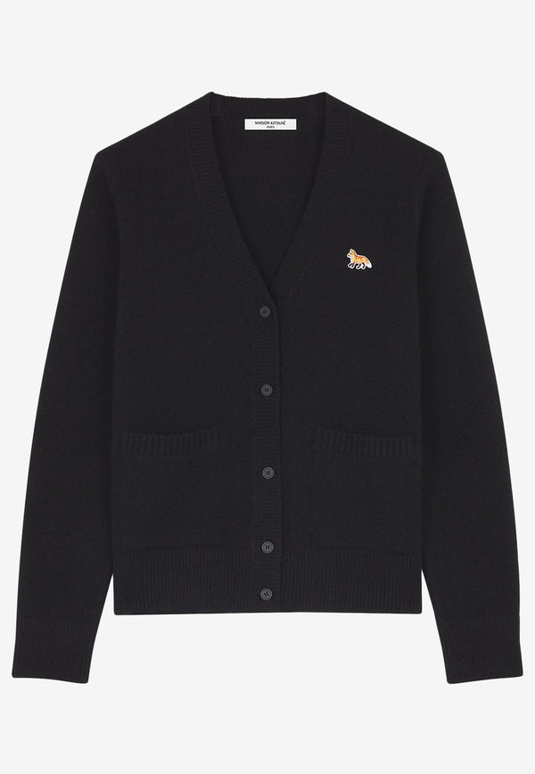 Maison Kitsuné Fox Patch Wool Cardigan Black LW00507KT1006_P199