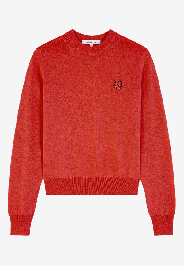 Maison Kitsuné Fox Head Patch Wool Sweater Red MW00801KT1036_P653