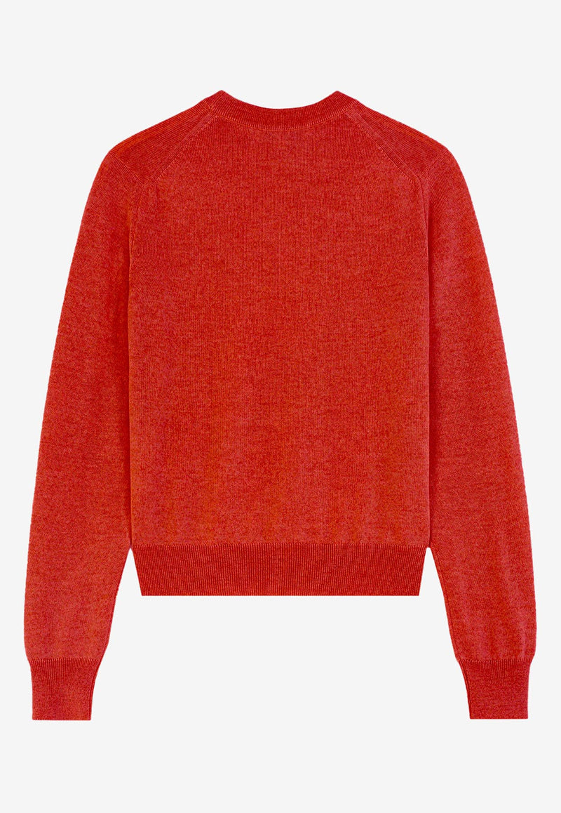 Maison Kitsuné Fox Head Patch Wool Sweater Red MW00801KT1036_P653