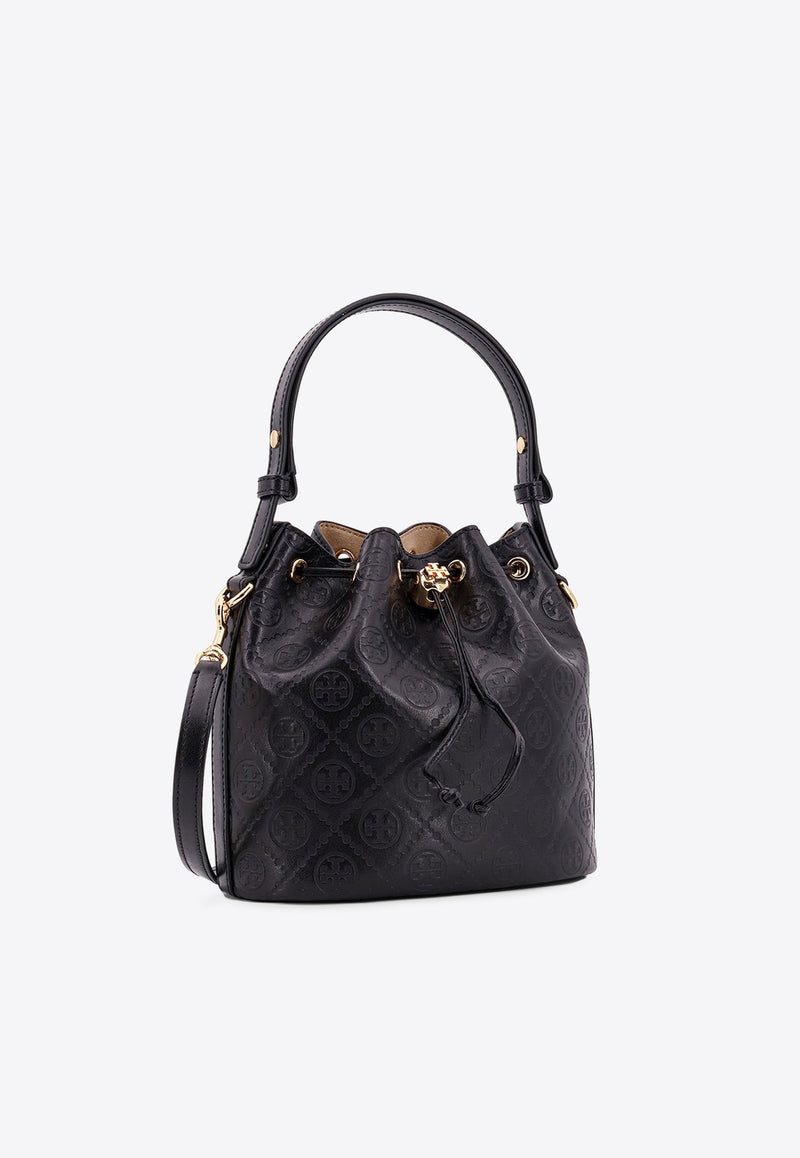 Tory Burch T Monogram Bucket Bag in Calf Leather Black 158529_001