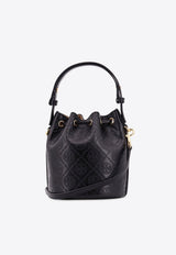 Tory Burch Mini T Monogram Bucket Bag in Calf Leather Black 158530_001