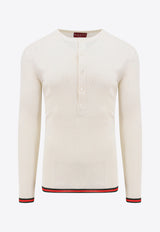 Gucci Ribbed Crewneck Silk Sweater White 792759XKEAH_9060