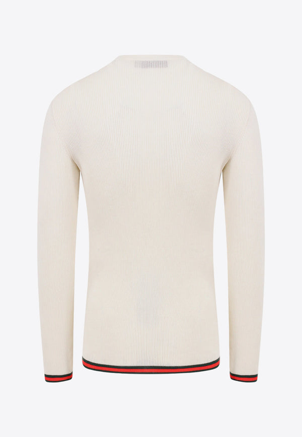 Gucci Ribbed Crewneck Silk Sweater White 792759XKEAH_9060