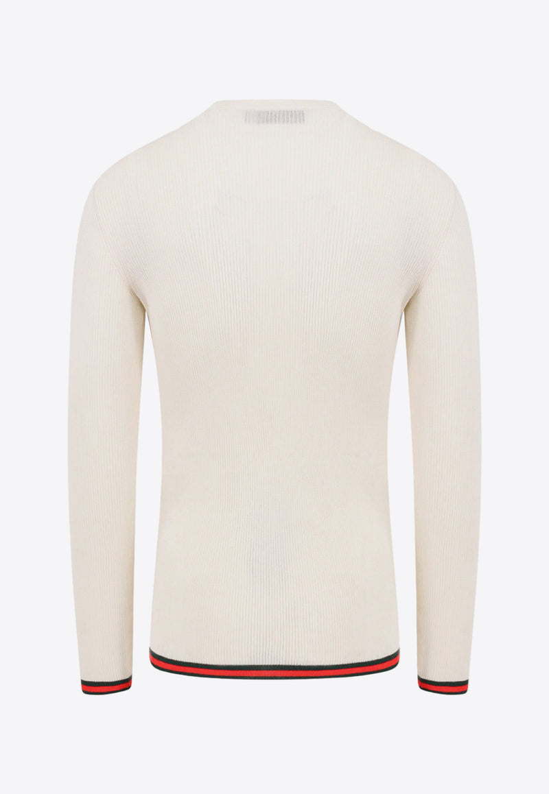 Gucci Ribbed Crewneck Silk Sweater White 792759XKEAH_9060