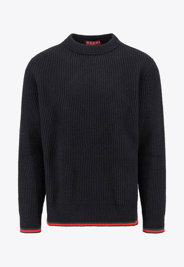 Gucci Rib Knit Wool-Blend Sweater Black 801692XKD96_1060