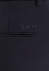 Gucci Logo Embroidered Wool Pants Blue 793801ZAQ0T_4440