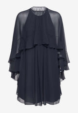 Chloé Flouncy Silk Cape Mini Dress Navy 24WRO55123_48Q