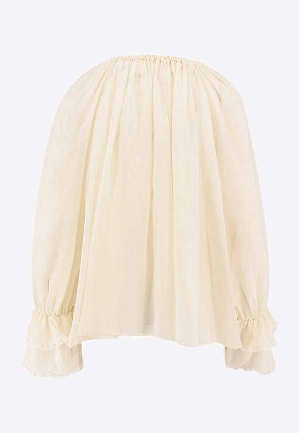 Chloé Lace-Trimmed Silk Blouse Beige 24WHT71117_114