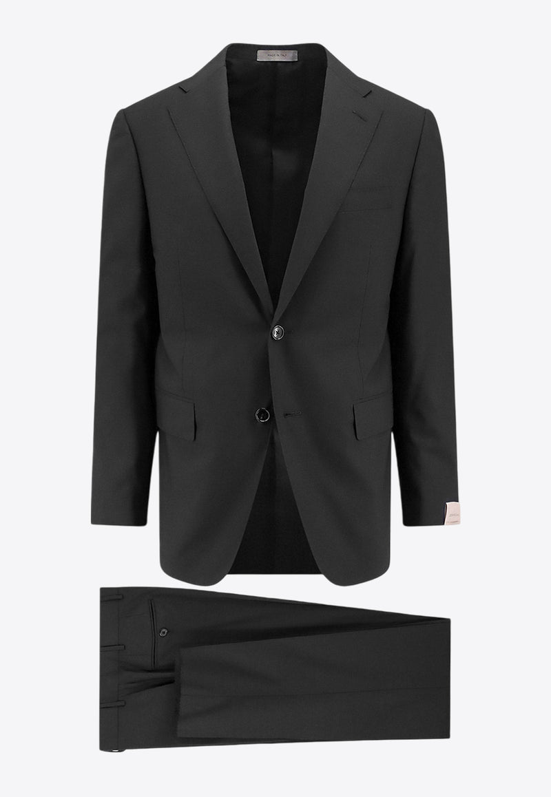 Corneliani Single-Breasted Wool Suit Black 9378019318414_001