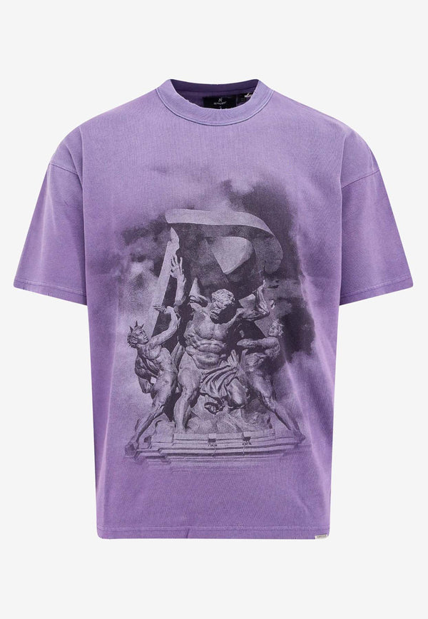 Represent Atlas Logo Print Vintage T-shirt Purple MLM4234_57