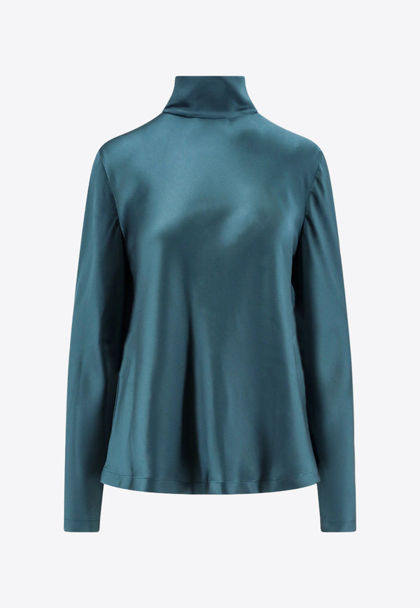 Giorgio Armani High-Neck Silk Top Teal GW000278TE10101_UB002