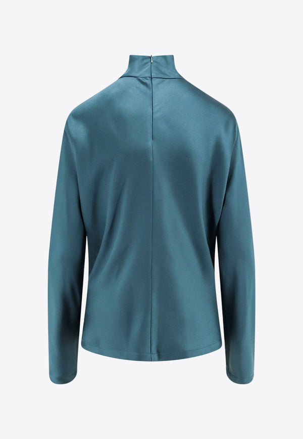 Giorgio Armani High-Neck Silk Top Teal GW000278TE10101_UB002