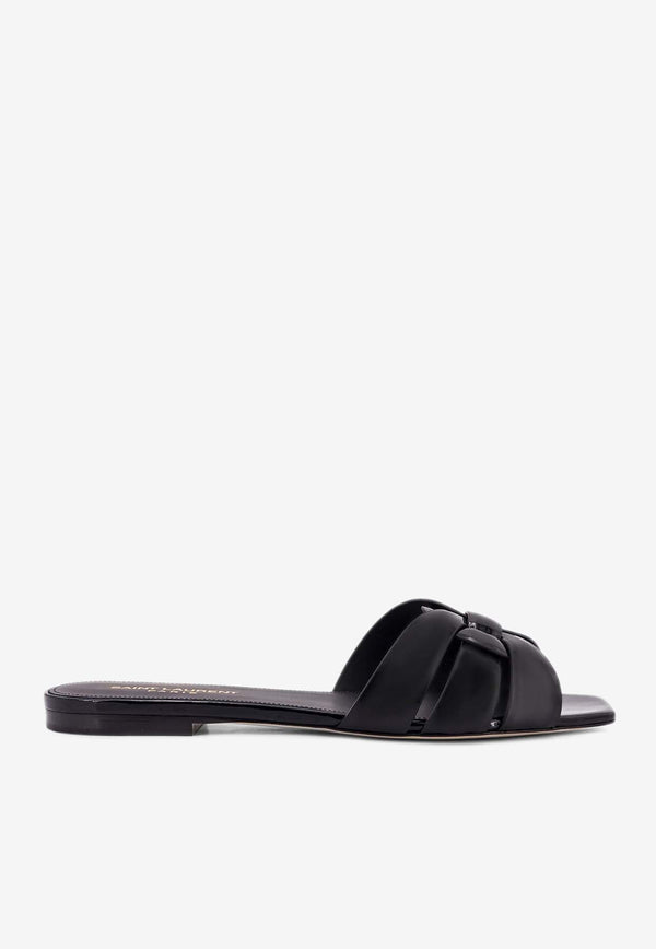 Saint Laurent Tribute Patent Leather Flat Sandals Black 571952B8I00_1000