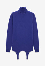 Saint Laurent High-Neck Knitted Cashmere Sweater Blue 806969YALL2_4069