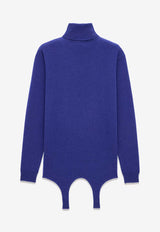 Saint Laurent High-Neck Knitted Cashmere Sweater Blue 806969YALL2_4069