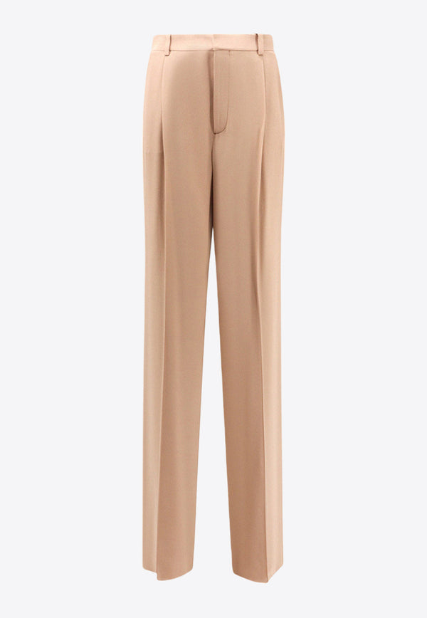 Saint Laurent High-Waist Silk Tailored Pants Brown 806809Y7I21_2141