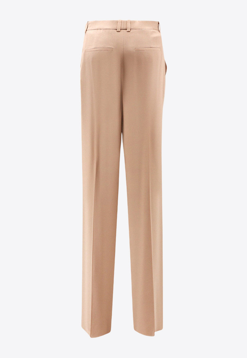 Saint Laurent High-Waist Silk Tailored Pants Brown 806809Y7I21_2141